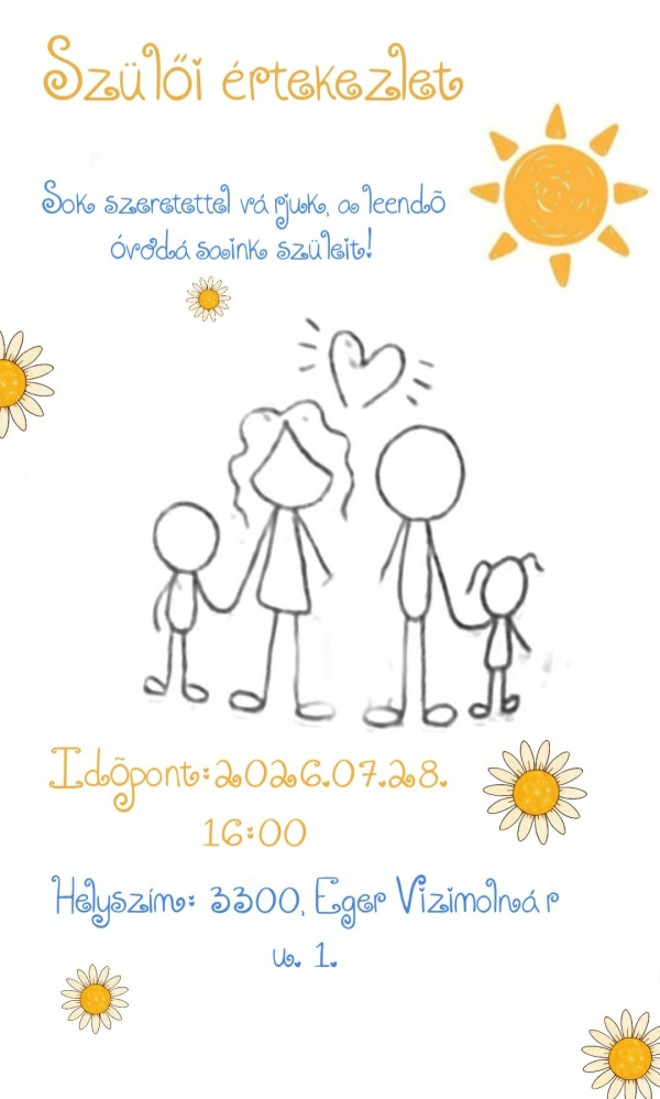 Szülői értekezlet leendő óvodásainknak!